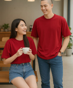 เสื้อโอเวอร์ไซส์สีแดงเบอร์รี่