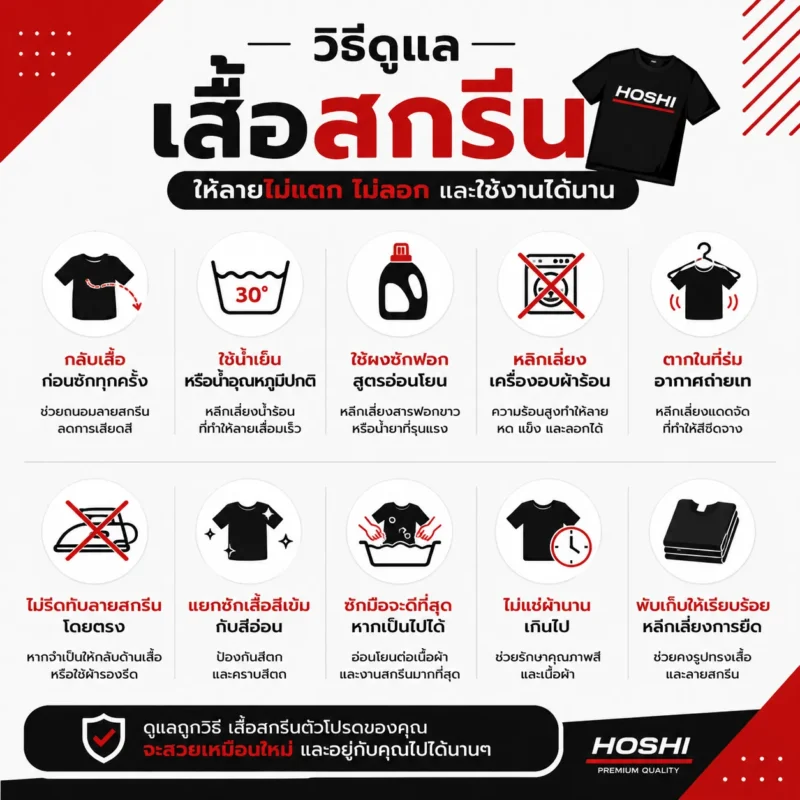 วิธีดูแลเสื้อสกรีนให้ลายไม่แตก ไม่ลอก และใช้งานได้นาน