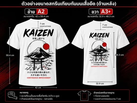 ราคาสกรีนเสื้อขนาด A2 ด้านหลัง