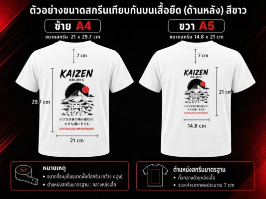 ราคาสกรีนเสื้อขนาด A4 ด้านหลัง